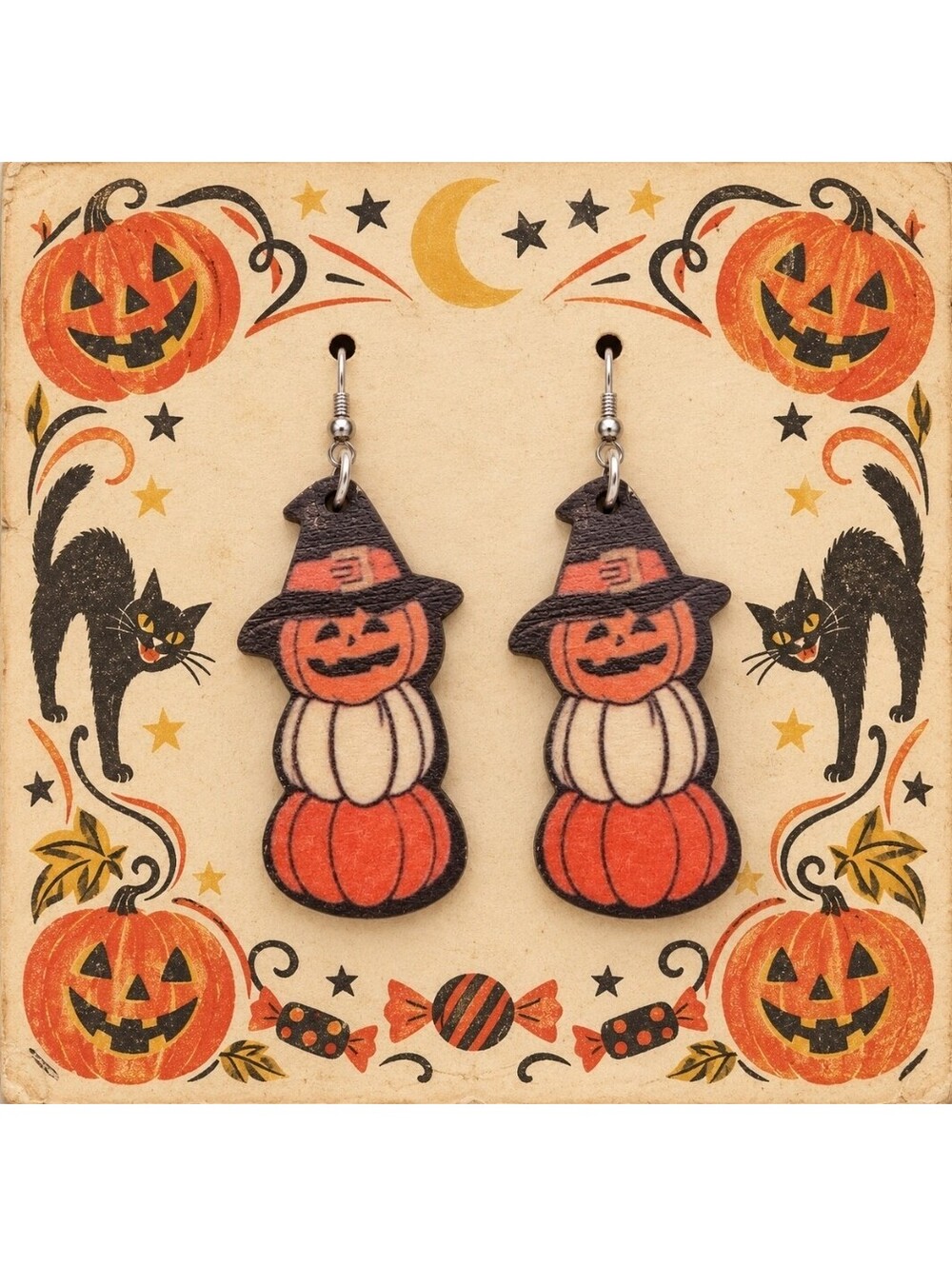 Retro 1950s Spooky Classic Jack-o-lantern Earrings
